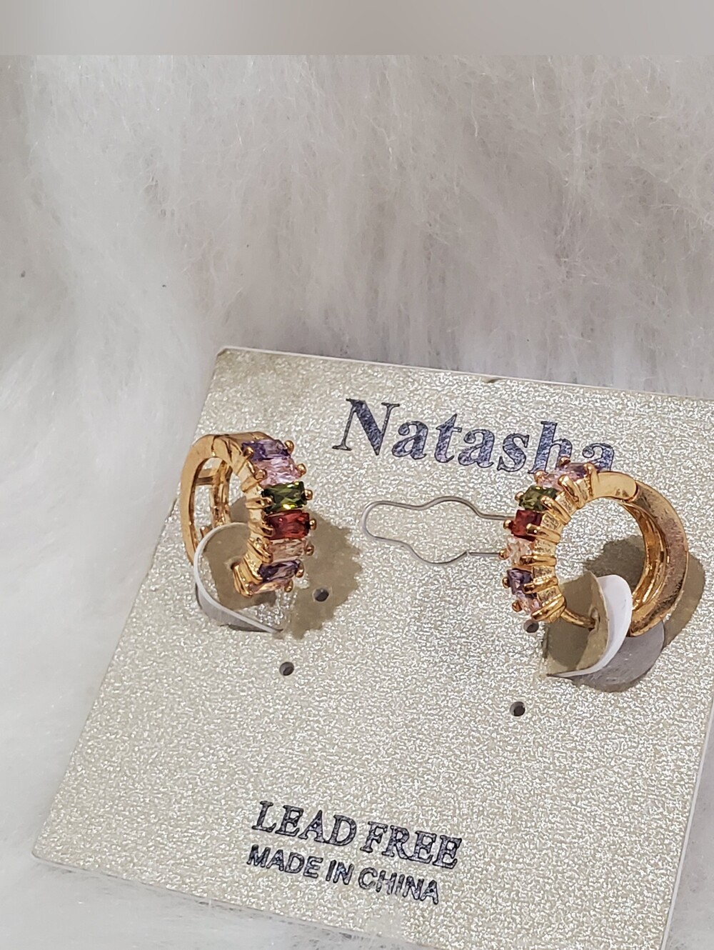 Natasha Rainbow Crystal Huggie Earrings